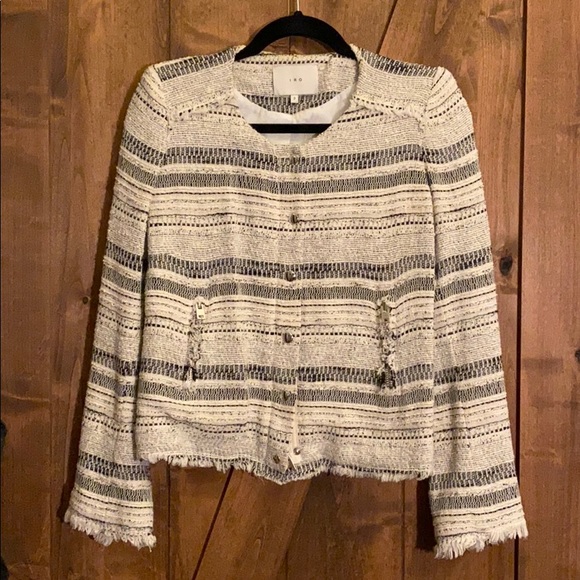IRO Lizzie Jacket size 2, white and black woven! - Picture 1 of 6